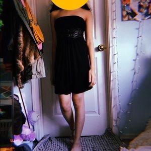 Strapless black dress